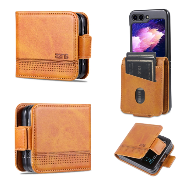 AZNS Magnetic Calf Texture PU Leather Flip Case - For Samsung Galaxy Z Flip5 - mosaccessories